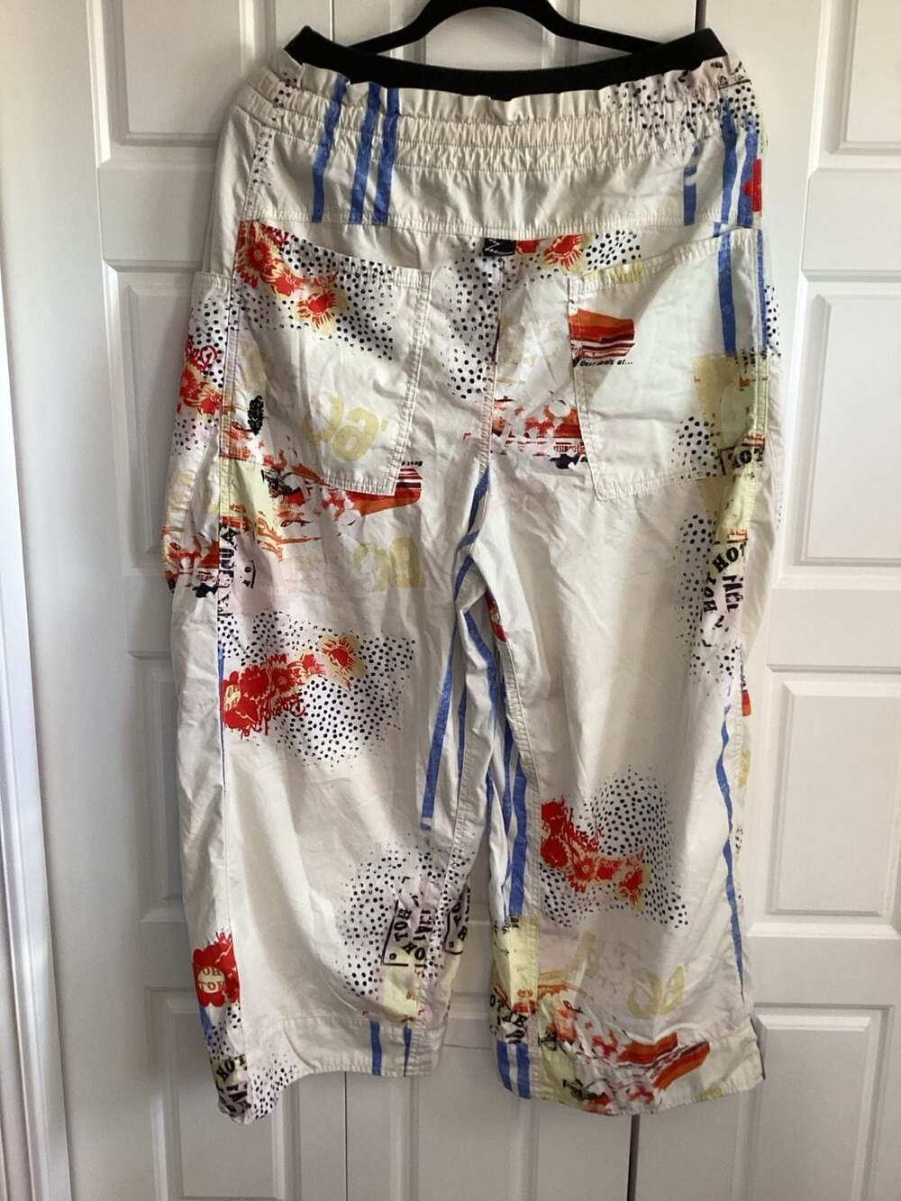 Free People Patchwork Print Pants Size S White Multicolor